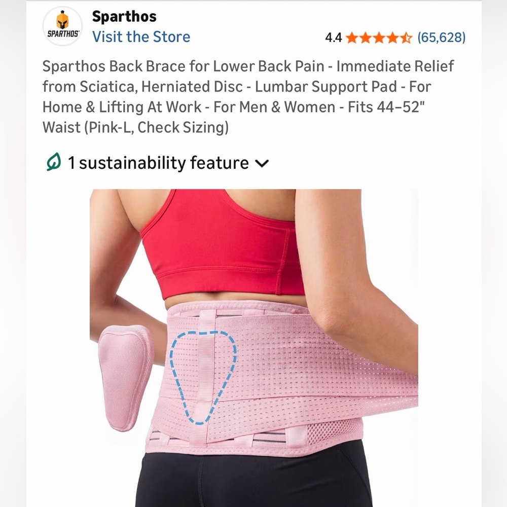 Sparthos Pink Lumbar Support Brace